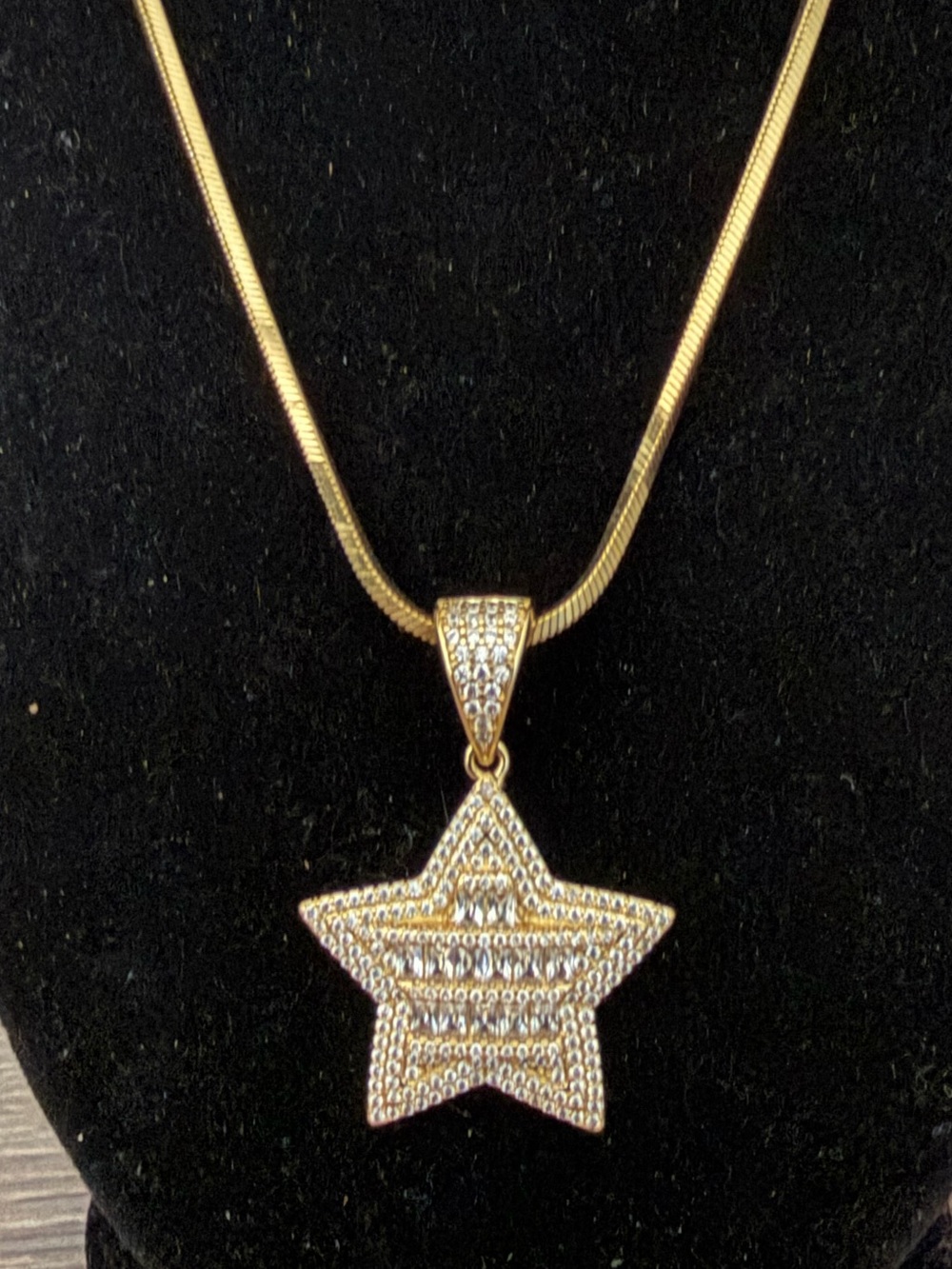 Ping Gold Star Pendant Necklace with Crystal Accents